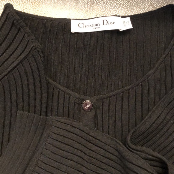 DIOR Christian Dior Paris Black Sweater Cardigan Size 10, 17” armpit to armpit, - Picture 5 of 15